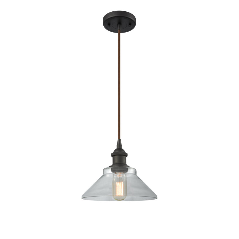 Luminaire suspendu conique 1 lumière Reede, Bronze huilé, Transparent