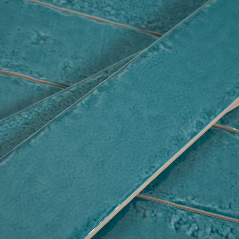 Valenza 2x16 Tropical Teal Ceramic Zellige Subway Wall Tile (10.76 sq ft/case) - 50 Pack, Tropical Teal
