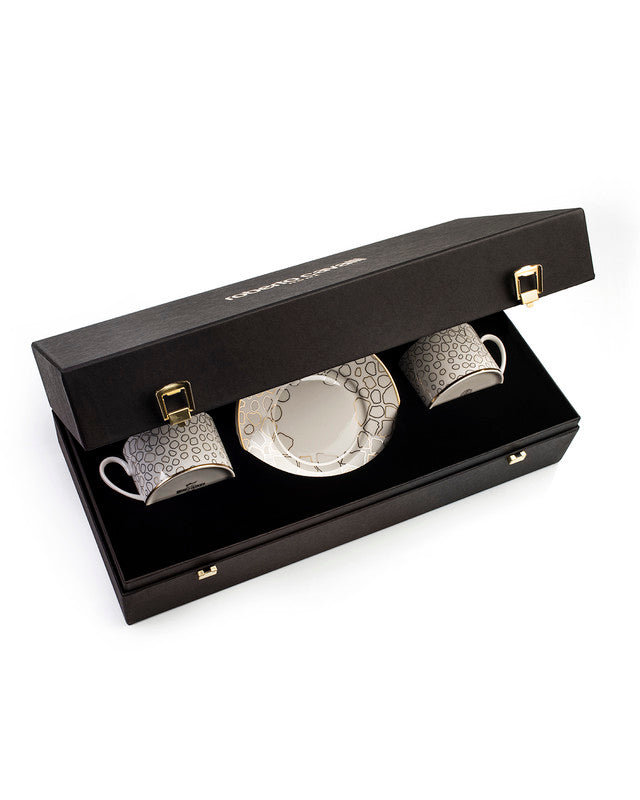 Tea Cup & Saucer GIRAFFE Set of 2 in Luxury Box diam. 3.3in, H 2.3in, cap. 7.5 oz, Saucer diam. 6in