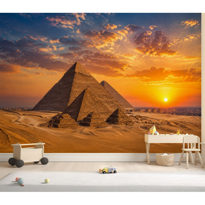 Wall Mural Peel and Stick Wallpaper Great Pyramids Giza Egypt Self-Adhesive Removable Contact Paper Wall Decor for Living Room Bedroom 100"H x 144"W