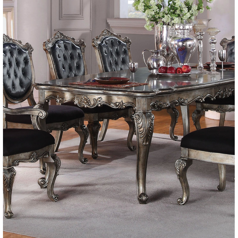 9-piece Luxurious Formal Dining Table Set Kitchen Furniture Set Include 1 Extendable Dining Table, 6 Side Chairs And 2 Arm Chairs, Set For 8 Persons