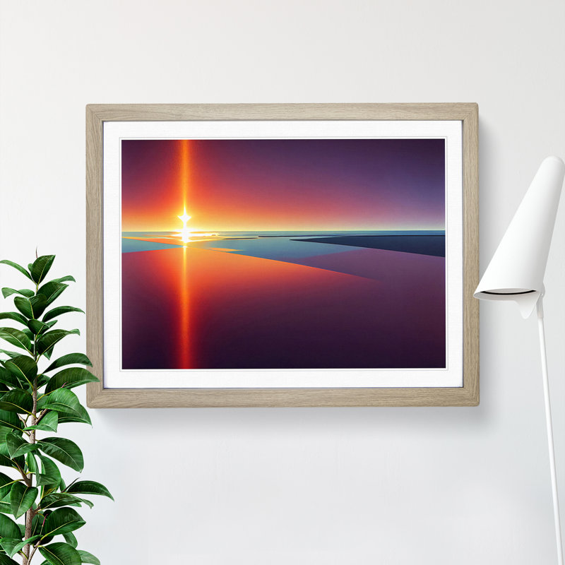 XH1022-6190X Modern Sunset Vol.6 Abstract - Single Picture Frame Print, 46cm H x 64cm W x 2cm D, Oak