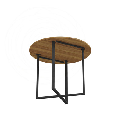 Rustic Round Dining Table with 4 PU Leather Chairs