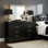 Grande commode Ryla, 6 tiroirs, poignées en métal nickelé, bois massif noir