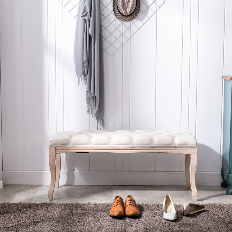Banc rembourré en lin 43,3 po Linvella, Beige