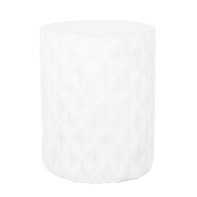 Lightweight Concrete End Table, Geometric Diamond , And Stylish, No Assembly, 15.02 In Width X 19.19 Height Outdoor Accent Simple Design, Base, 15.02"W 15.02"D, Antique White Color Finish