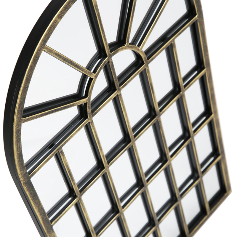 Milano Metal Arch Wall Mirror, 60cm H x 36cm W,  Black/Gold
