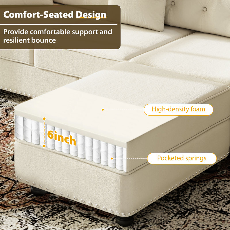 Repose-pieds rembourré 31 po Annalease, Beige