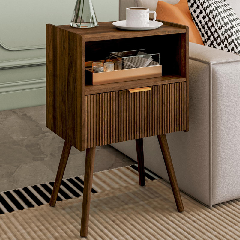 Table de chevet ouverte de style moderne, Noyer brun