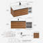 Meuble-lavabo mural 42 po avec lavabo en résine, 2 portes à fermeture douce et tablettes ouvertes, ensemble de meuble-lavabo flottant à finition ébène brun pour petite salle de bain