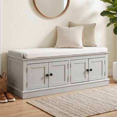 43" Wide Shoe Storage Bench With Cushion Entryway Bench Storage Bench