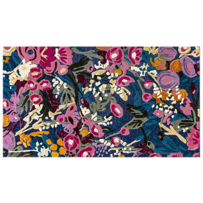 MacKenzie Childs Aurora Floral Royal Rug | Wayfair