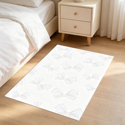 Joli tapis à imprimé arc, tapis d'intérieur pastel Coquette Aesthetic, tapis durable qui ne perd pas ses poils pour chambre à coucher, dortoir, entrée