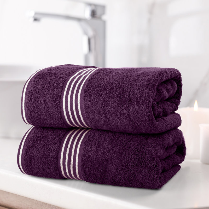 Serviettes de bain Lavish Home - Ensemble de serviettes 100% coton 2 pièces 500 g / m² - Serviettes de bain à séchage rapide extra larges 35 x 70 po - Draps de bain absorbants pour salle de bain