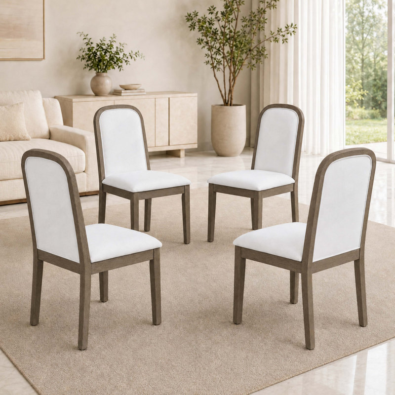 Ensemble de chaises de salle à manger de style rétro avec 4 chaises rembourrées, Espresso