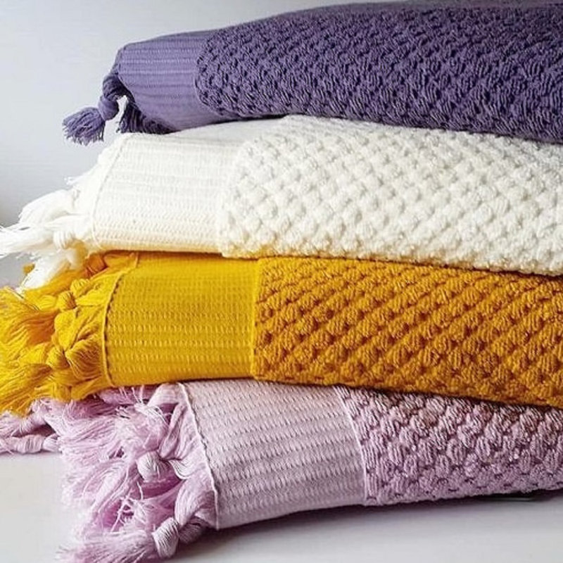 Drumm 100% Cotton Waffle Bath Sheet, Purple