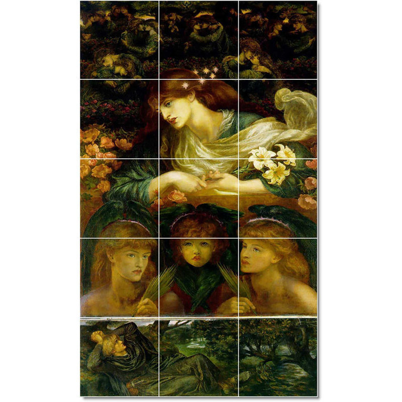 Carreau de céramique décorative 18 po x 30 po 6 po x 6 po, Dante Gabriel Rossetti Mythology W23035