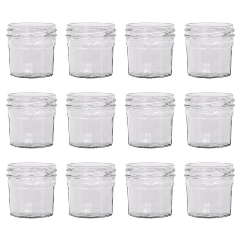 Glass Jar - Set of 24, Red Gingham, 90ml