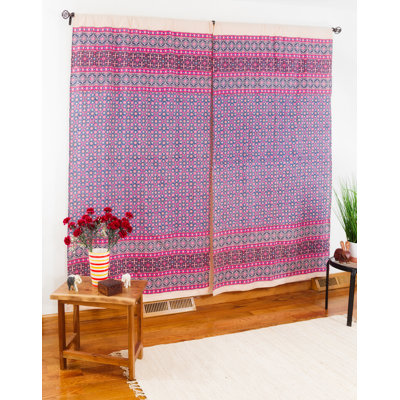 Felda Foulard 100% Cotton Geometric Room Darkening Single Curtain Panel