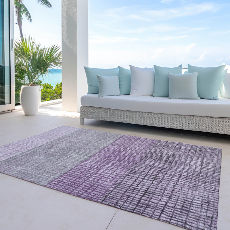 Machine Washable Indoor/Outdoor Xhevrie Plum Rug, Rectangle 3' x 5'