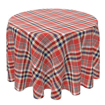 Round Plaid Cotton Tablecloth