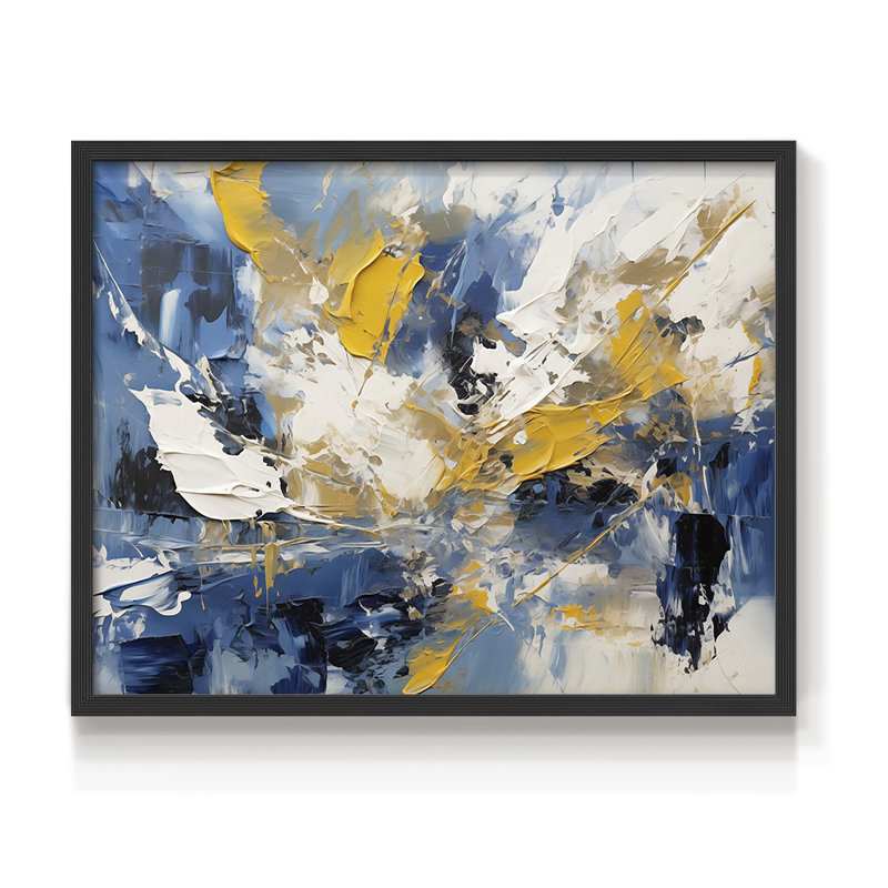 Abstrait, série CXLVI, reproduction encadrée, H 22 po x l 28 po, Noir, noir, noir, noir
