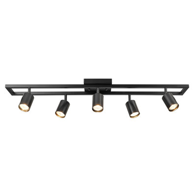 Matte Black 5-Light Track Light with Adjustable Heads, 36 in. Dimmable Track Bar for Modern Kitchen and Living Room Lighting