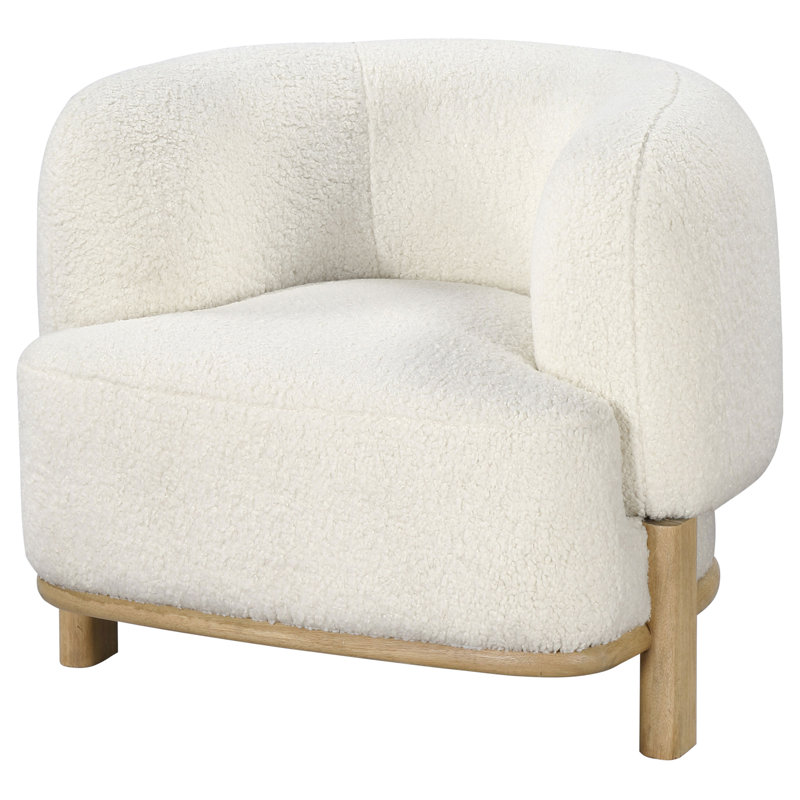 Fauteuil d'appoint Kendricks, Bois de chêne, Tissu ivoire