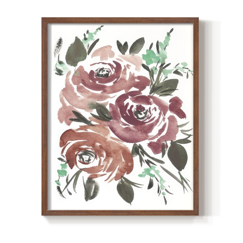 Lovely Roses I Framed Print - Solid Wood, Walnut, 11" H x 9" W