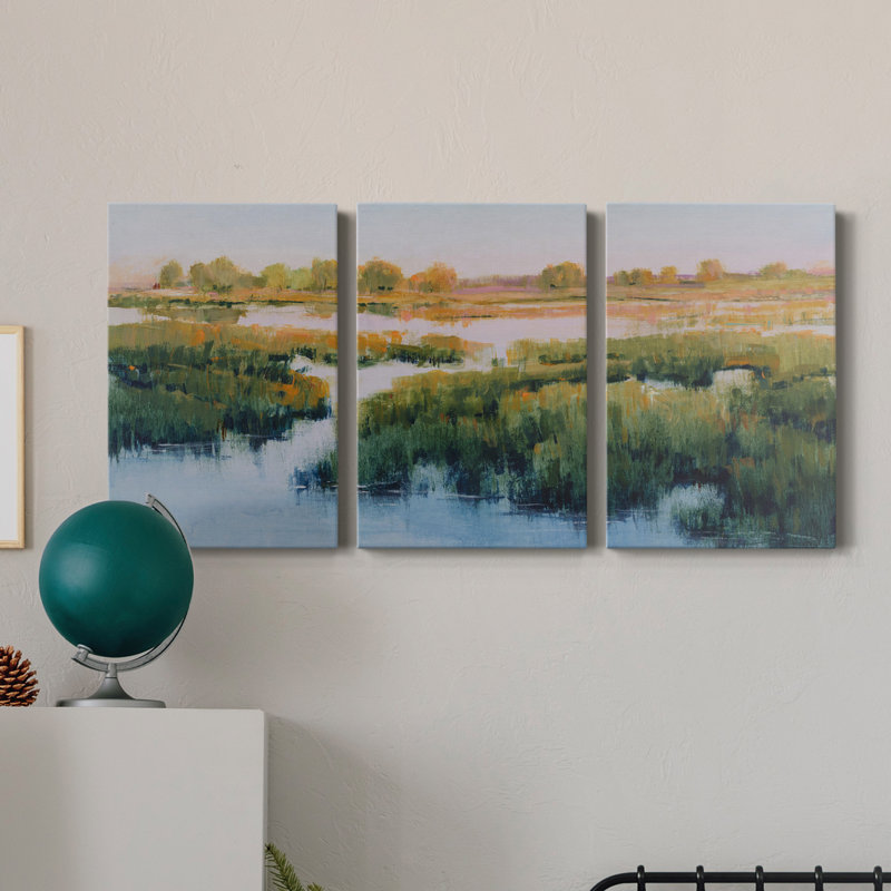 " Marshland View II " 3 - Pieces, 36" H x 72" W x 1" D