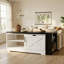 Table basse à plateau relevable Farmhouse avec portes de grange, grand espace de rangement caché, supports latéraux et tablettes ouvertes-2147394119