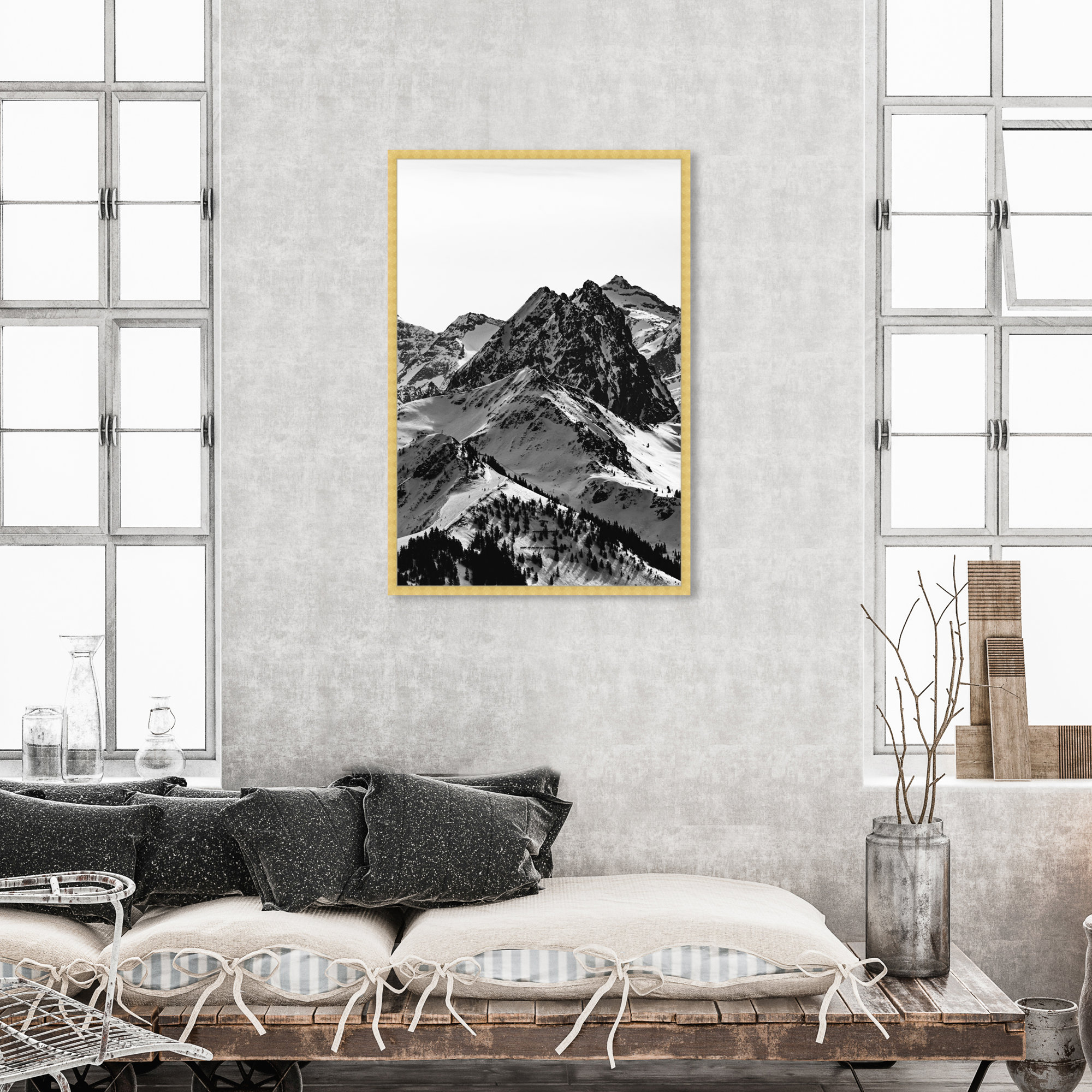 Up The Mountain by Oliver Gal, Gold, 47" H x 32" W x 0.5" D