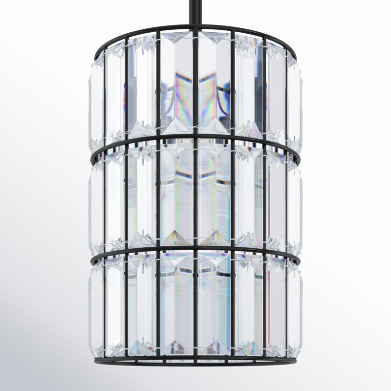 Luminaire suspendu cylindrique à 1 lumière Kristina, Noir
