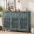 Vintage Carved Sideboard Cabinet with 3 Doors & Drawers, Farmhouse Decorative Storage Cabinet with Adjustable Shelves for Entryway, Living Room & Dining Room-1505549034
