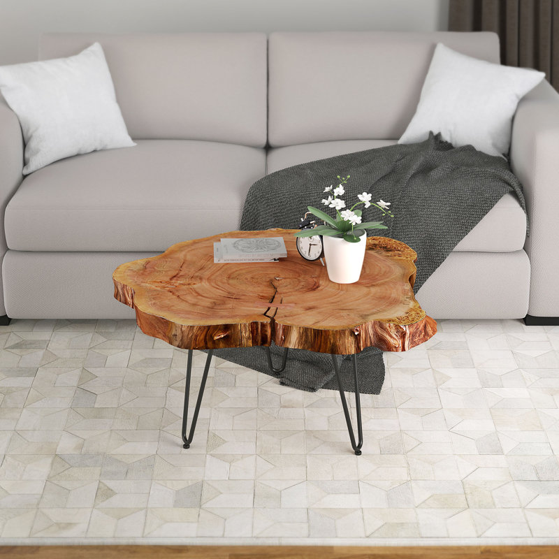 Etchison Solid Wood Top Coffee Table, Brown/Black