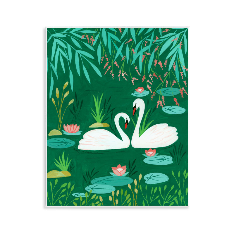 Plaque murale «Swan pair on green pond» par Nabeela Rumi