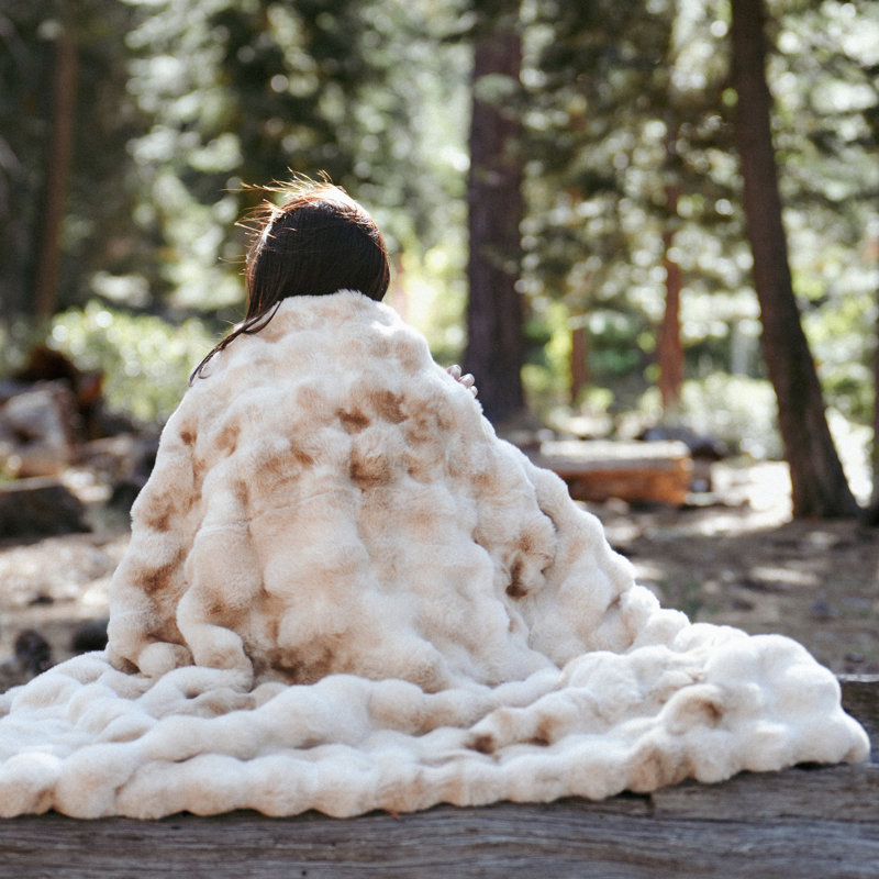 Soft Bubble Faux Fur Throw, Beige