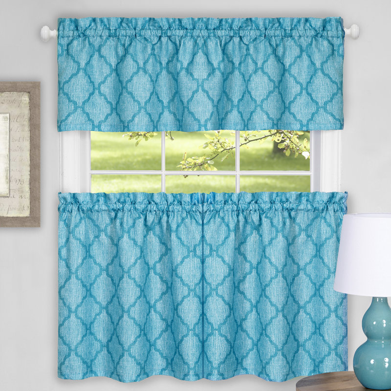Rideau de cuisine Goldenberg, Turquoise, L 24 po x l 58 po