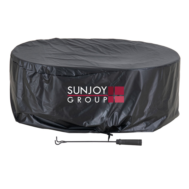 Sunjoy 38 In Smokeless Fire Pit with Removable Ash Pan, Outdoor Portable Wood Burning Fireplace with PVC Cover and Fire Poker ,Ideal for Camping, Bonfire, and Backyard, Black