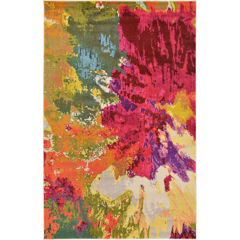 Rizer Washable Floral Indoor Rug, Rectangle 5'1" x 8'