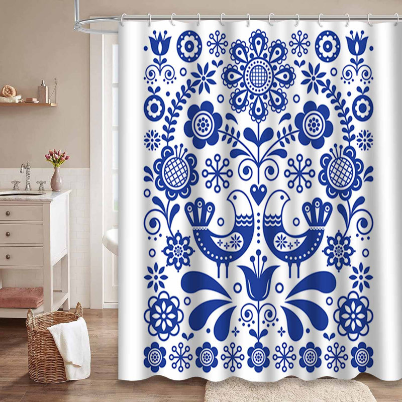 Mignon rideau de douche avec 12 crochets, L 72 po x l 84 po