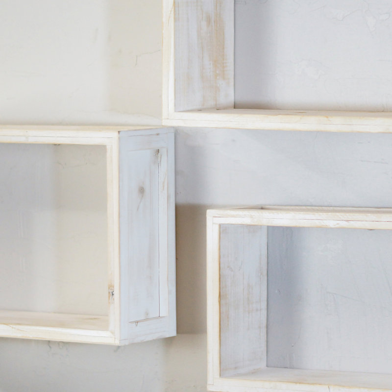 Ensemble de 3 tablettes murales blanches en bois 16 po