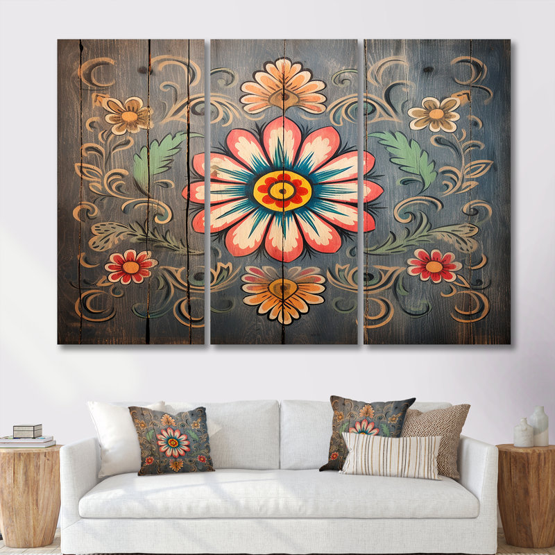 Parley - ensemble d'art mural floral, Toile tendue, H 40 po x l 60 po x P 1 po