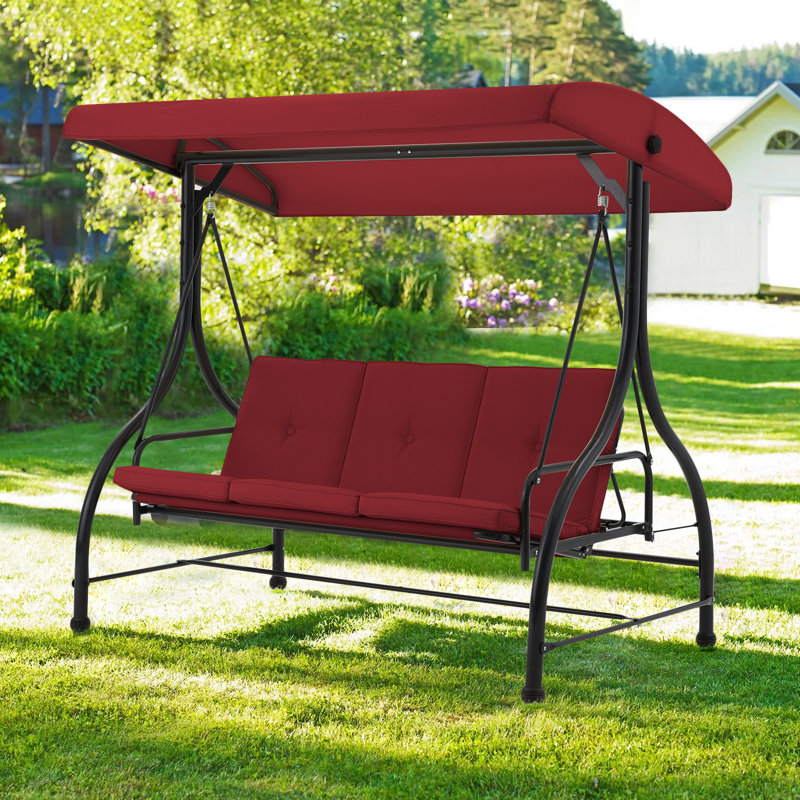 3 Person Porch Swing with Canopy, Red
