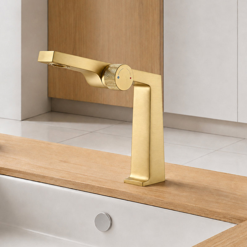 Single-Hole Single-Handle Bathroom Faucet, Brushed Gold