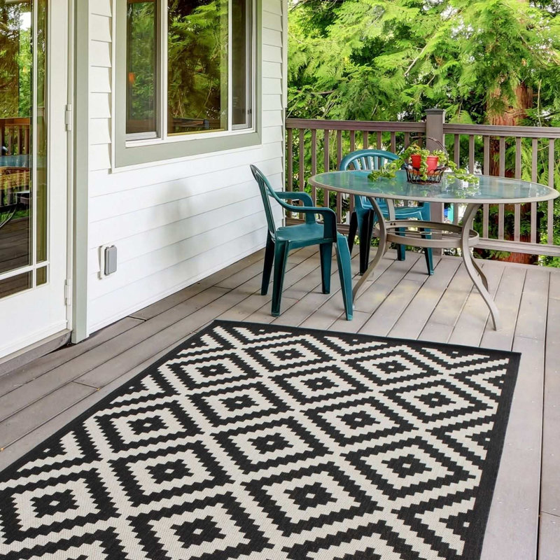 Ecology Collection Rectangle Geometric Kilim Indoor / Outdoor Area Rug, Rectangle 240 x 340 cm