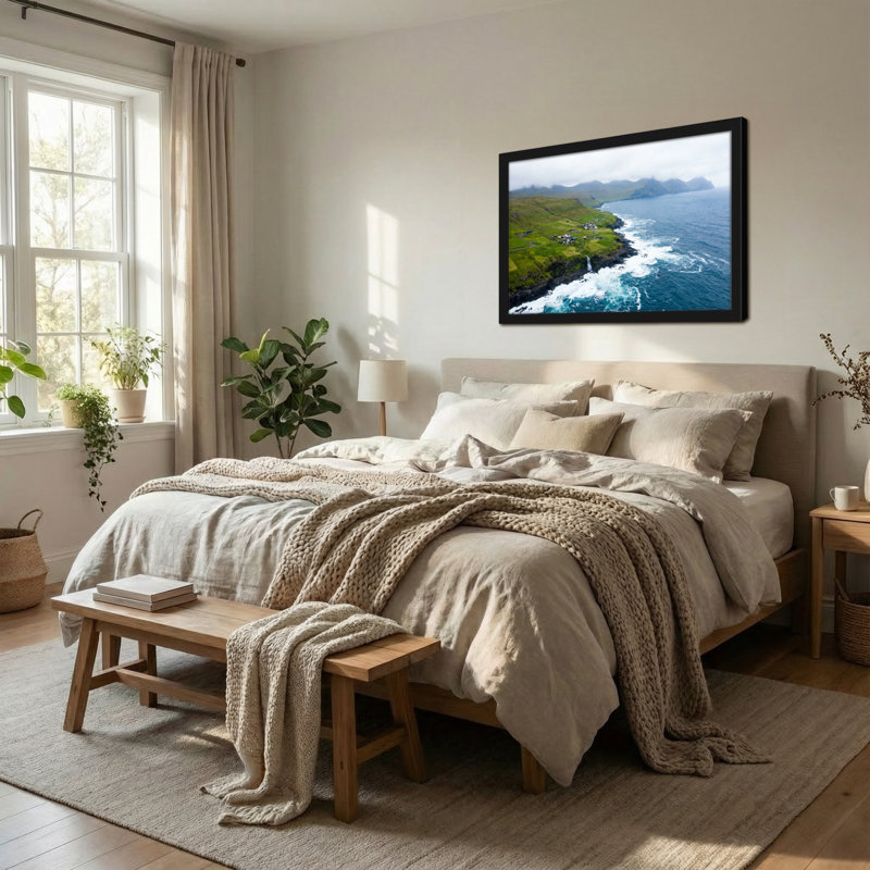 Paysage et nature Paysage côtier avec Green Hills et vagues de l'océan, H 12 po x l 18 po