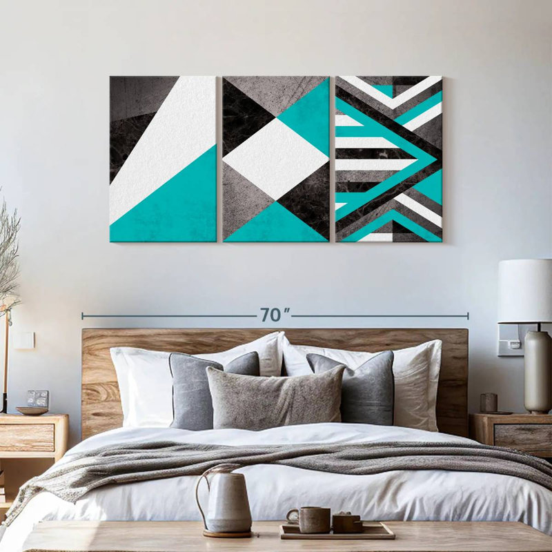 «Textures Geometric Abstract», reproduction d'art sur toile, H 30 po x l 62 po x P 1,25 po