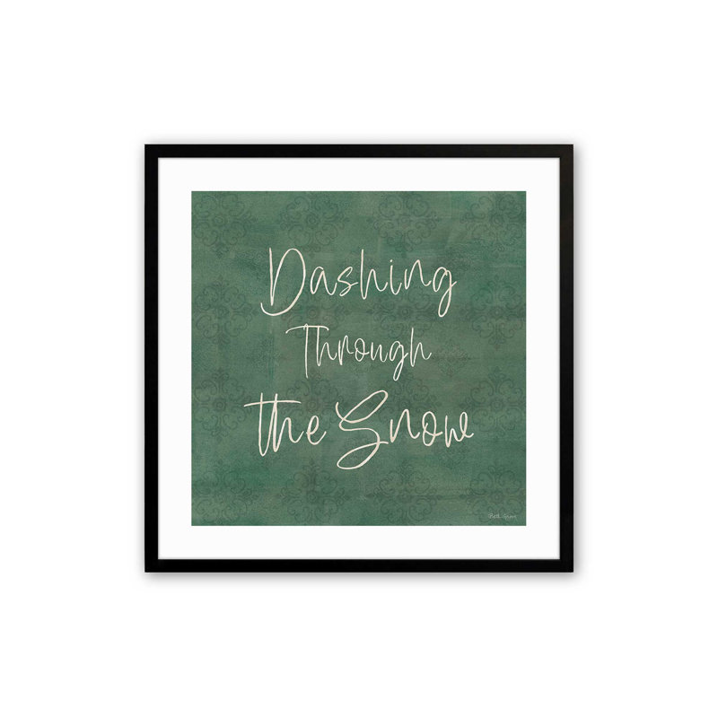 Imprimé Dashing Through the Snow, Cadre simple noir satiné, bois massif, H 13,5 po x l 13,5 po