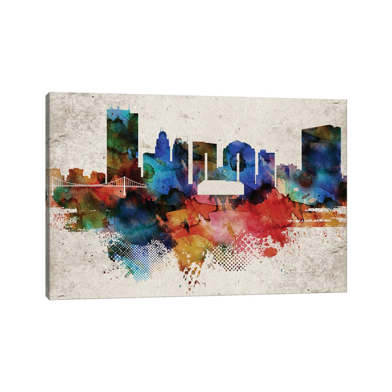Toledo Abstract Skyline 1 Piece Wrapped Canvas Wall Art, 30.48cm H x 45.72cm W x 1.91cm D